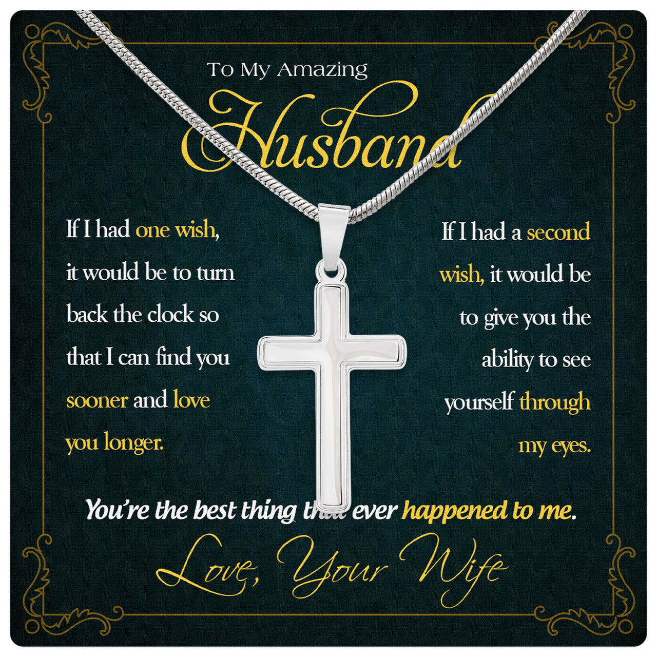 Cuban Necklace Gifts For Husband With Personalized Message Card Necklace