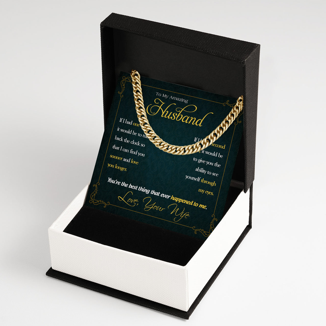 Cuban Necklace Gifts For Husband With Personalized Message Card Necklace