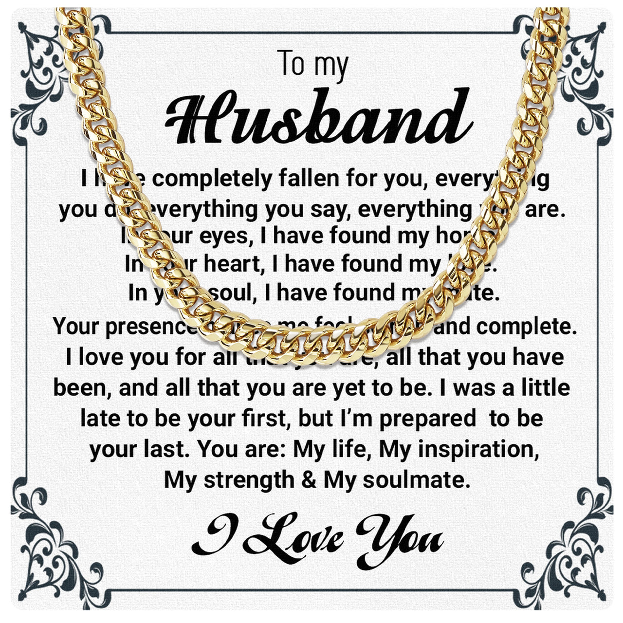 Cuban Necklace Gifts For Husband With Personalized Message Card Necklace