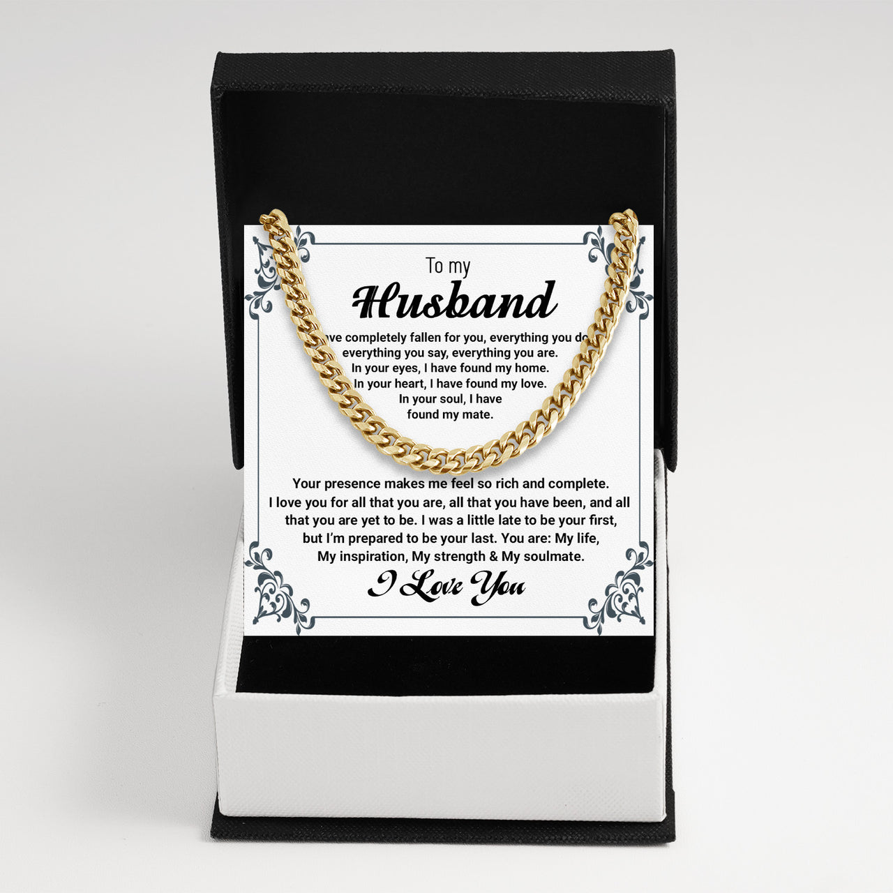 Cuban Necklace Gifts For Husband With Personalized Message Card Necklace