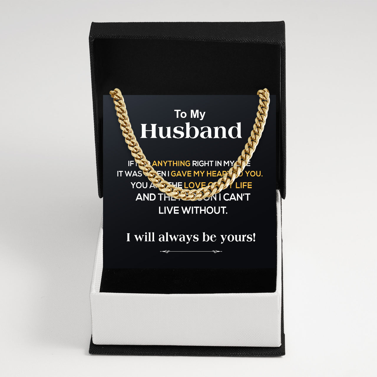 Cuban Necklace Gifts For Husband With Personalized Message Card Necklace