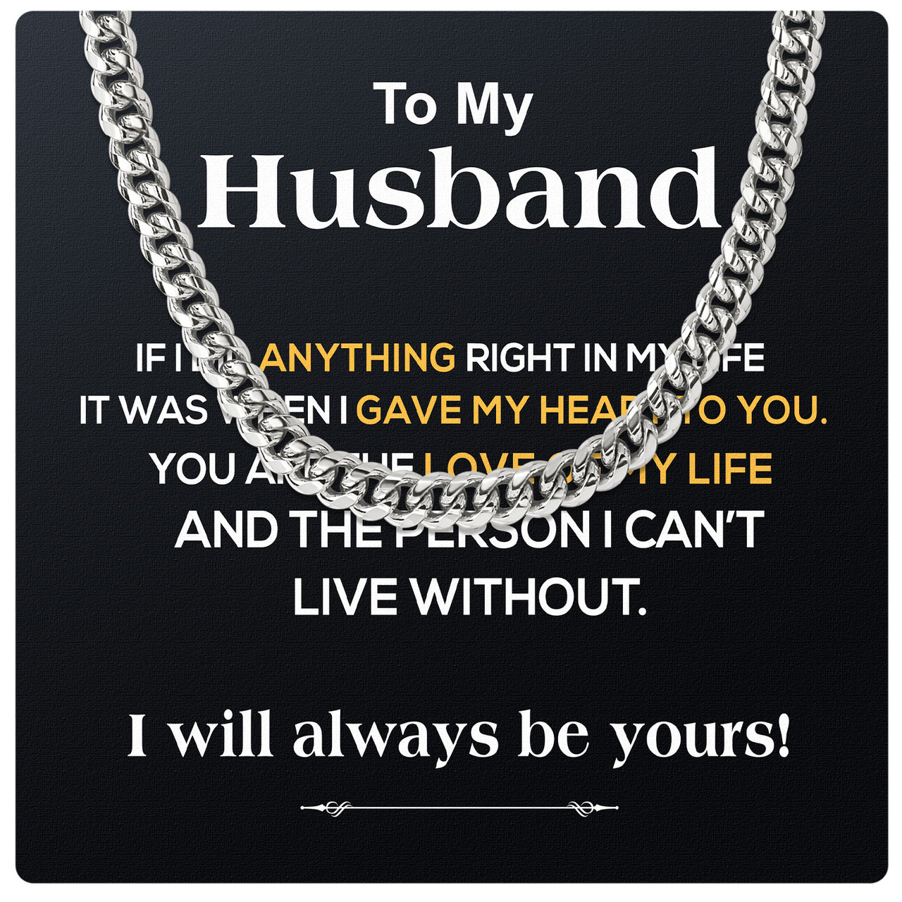 Cuban Necklace Gifts For Husband With Personalized Message Card Necklace