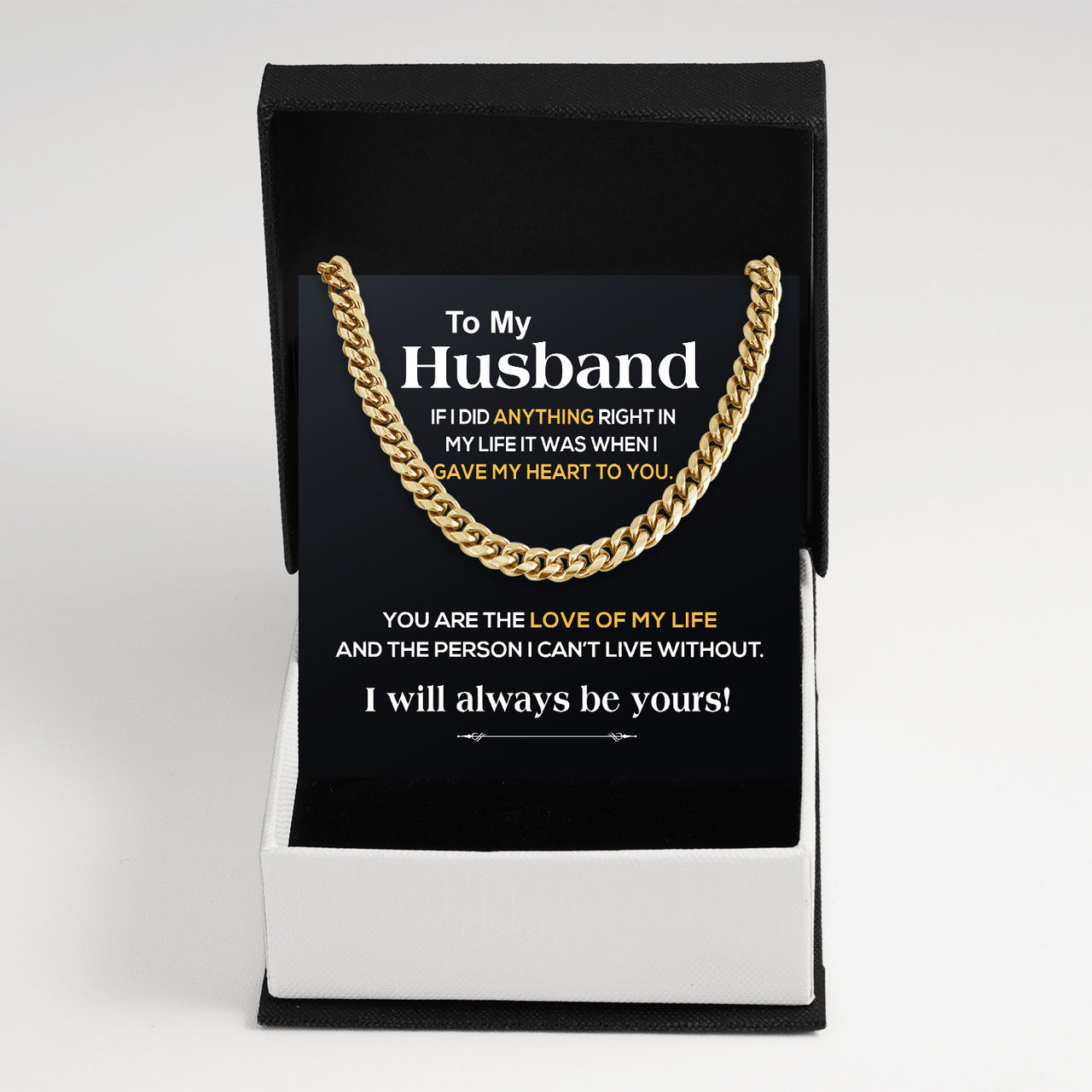 Cuban Necklace Gifts For Husband With Personalized Message Card Necklace