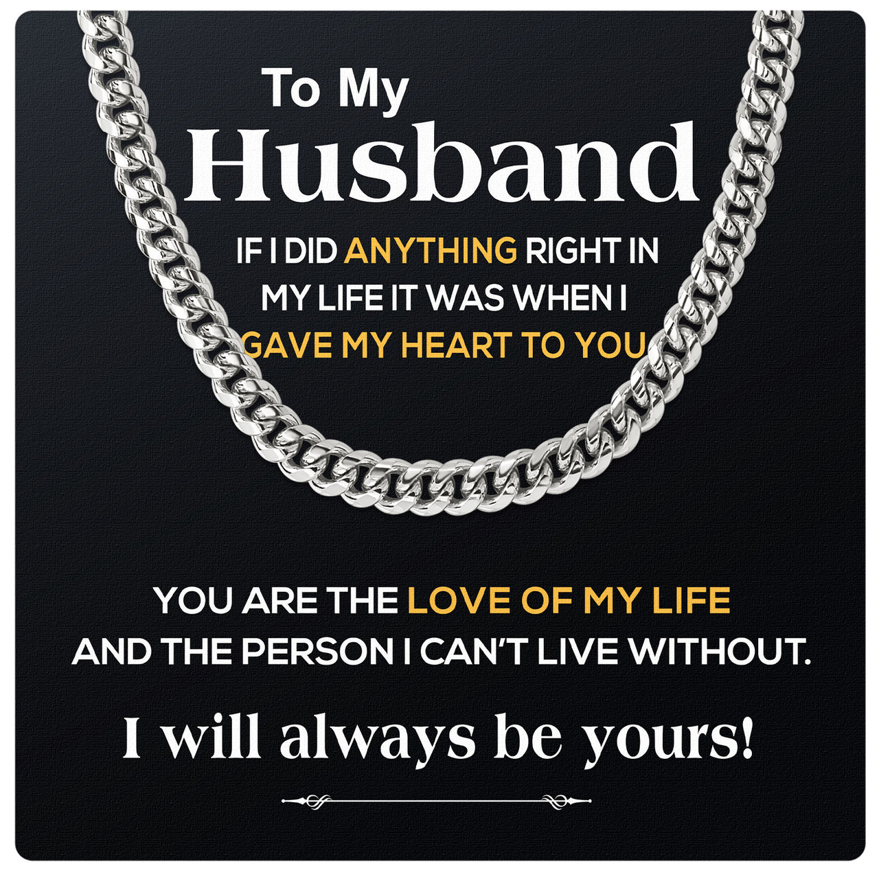 Cuban Necklace Gifts For Husband With Personalized Message Card Necklace