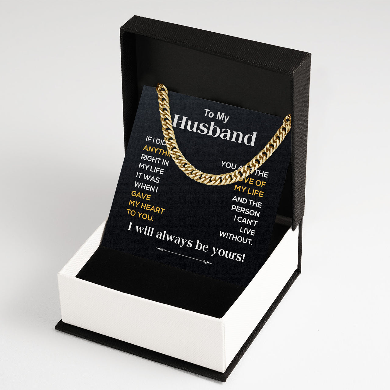 Cuban Necklace Gifts For Husband With Personalized Message Card Necklace