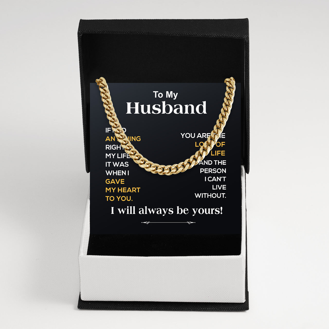 Cuban Necklace Gifts For Husband With Personalized Message Card Necklace