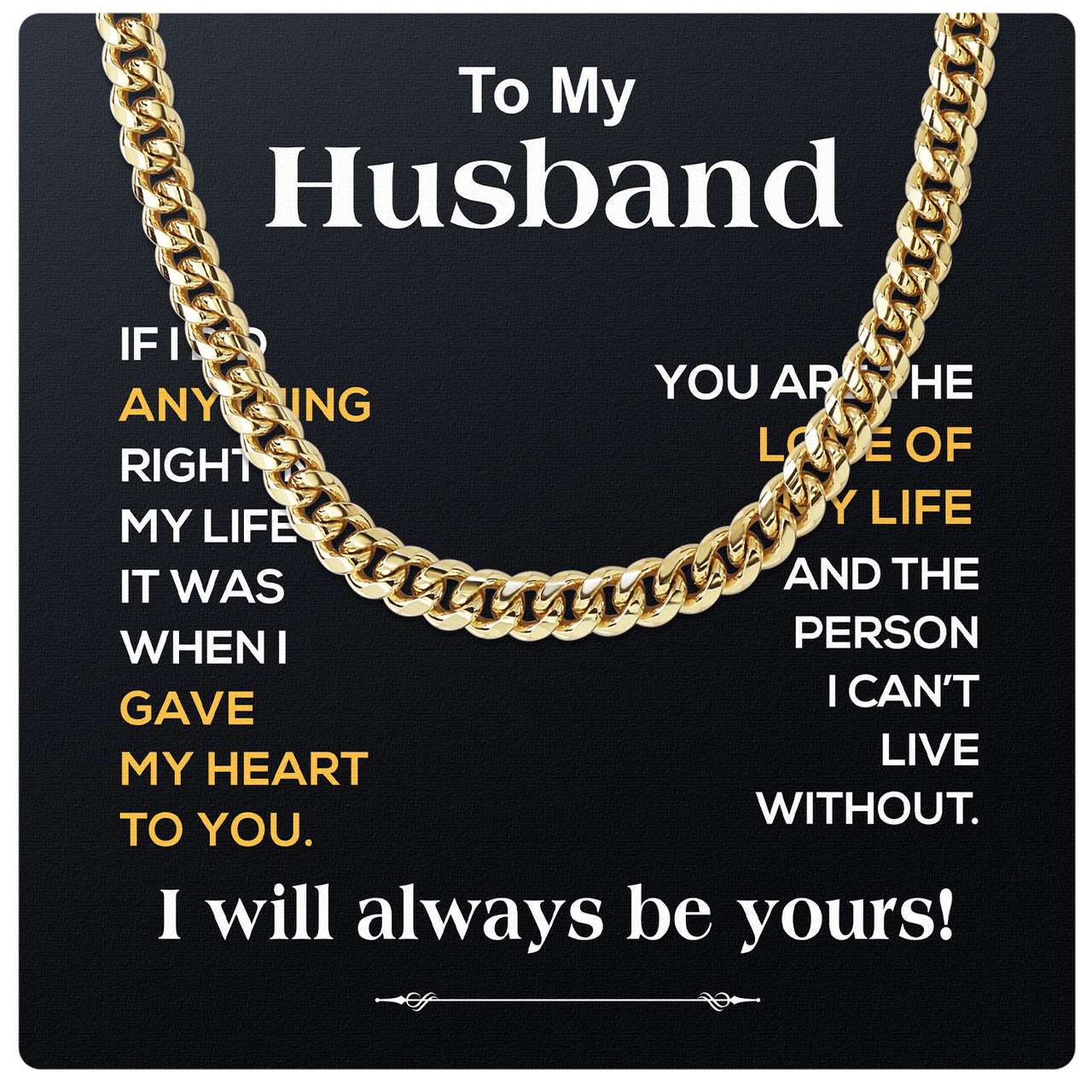 Cuban Necklace Gifts For Husband With Personalized Message Card Necklace