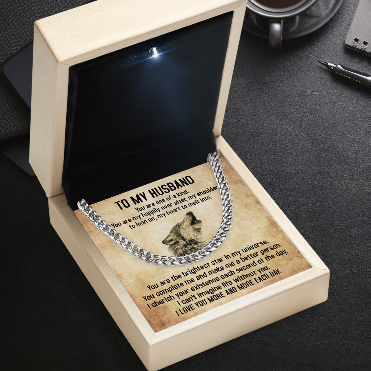 Cuban Necklace Gifts For Husband With Personalized Message Card Necklace