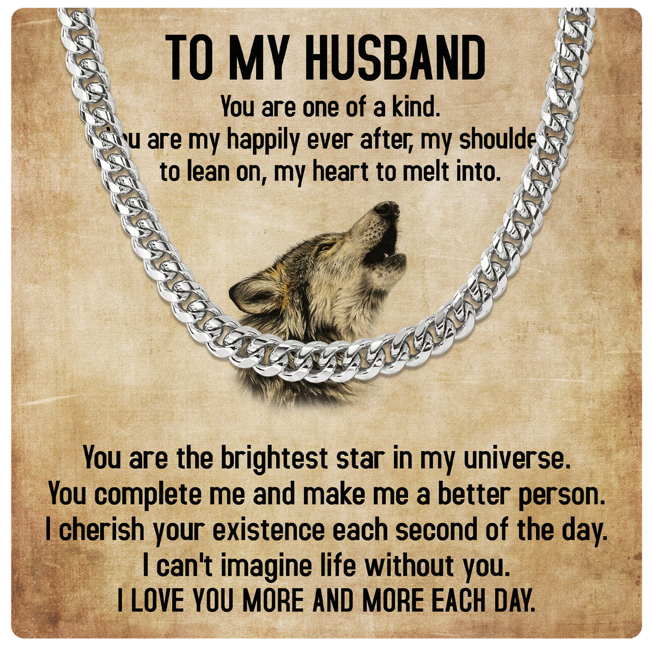 Cuban Necklace Gifts For Husband With Personalized Message Card Necklace