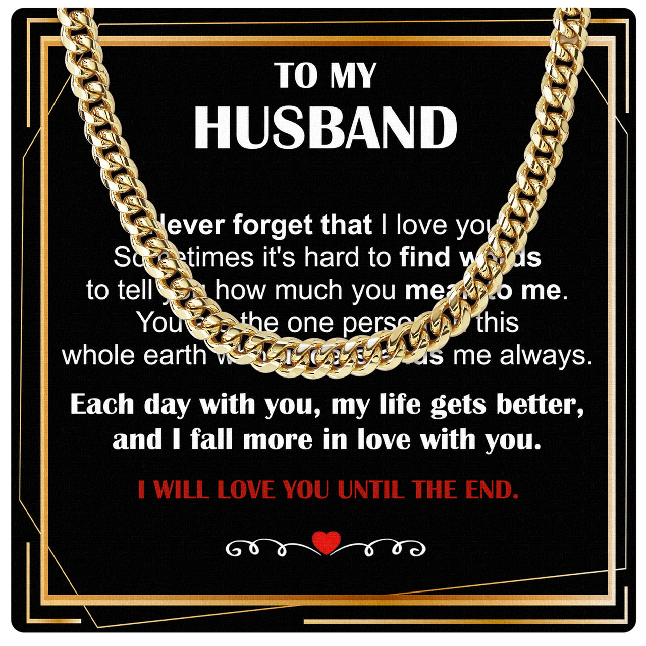 Cuban Necklace Gifts For Husband With Personalized Message Card Necklace