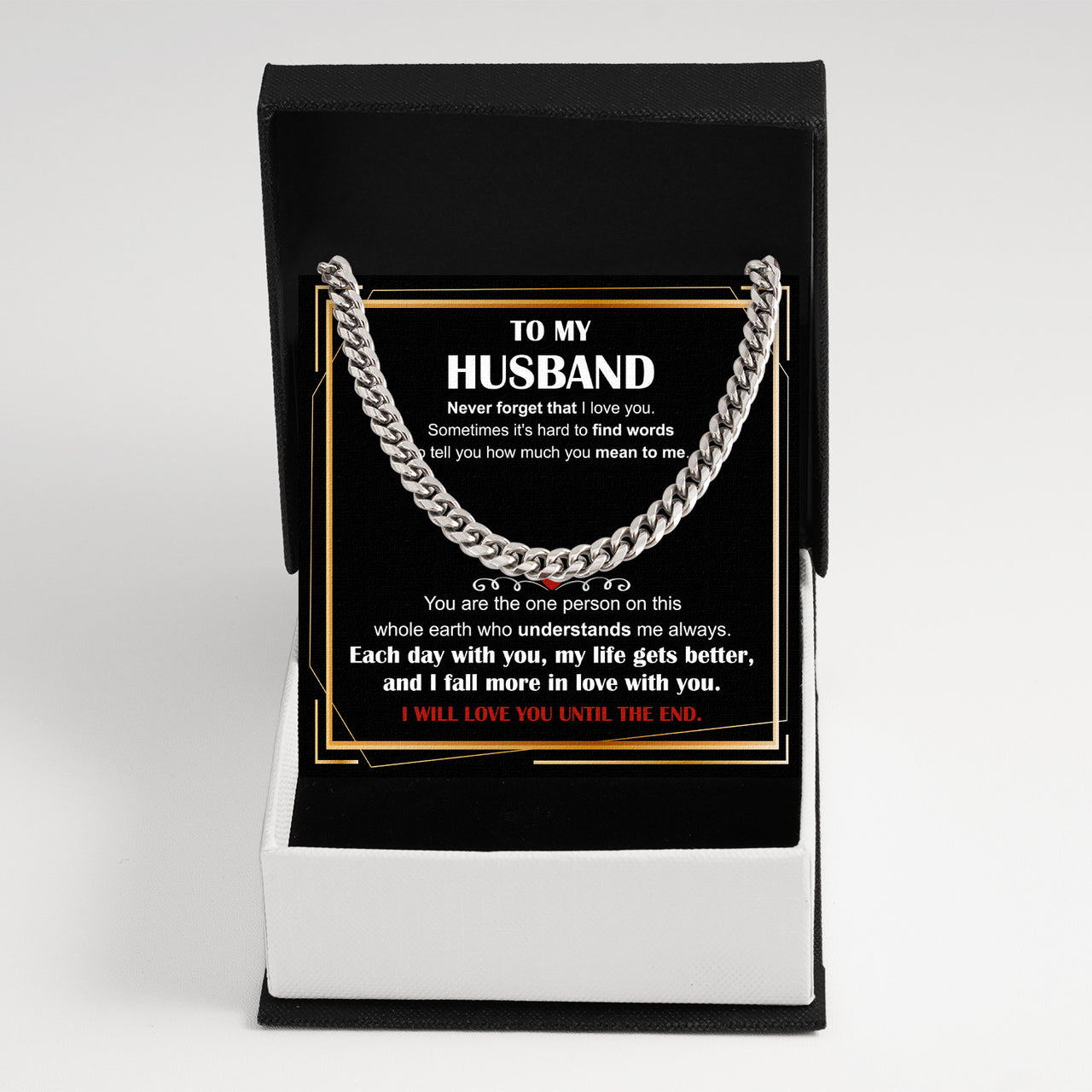 Cuban Necklace Gifts For Husband With Personalized Message Card Necklace