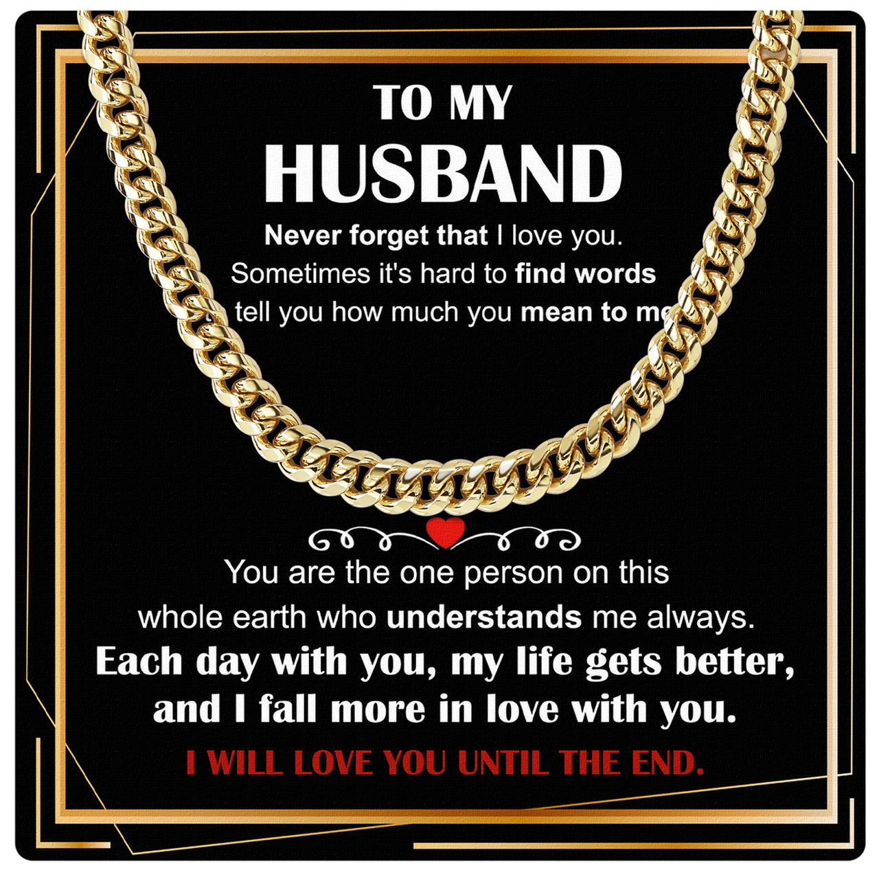 Cuban Necklace Gifts For Husband With Personalized Message Card Necklace