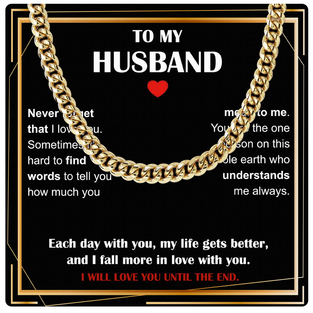 Cuban Necklace Gifts For Husband With Personalized Message Card Necklace