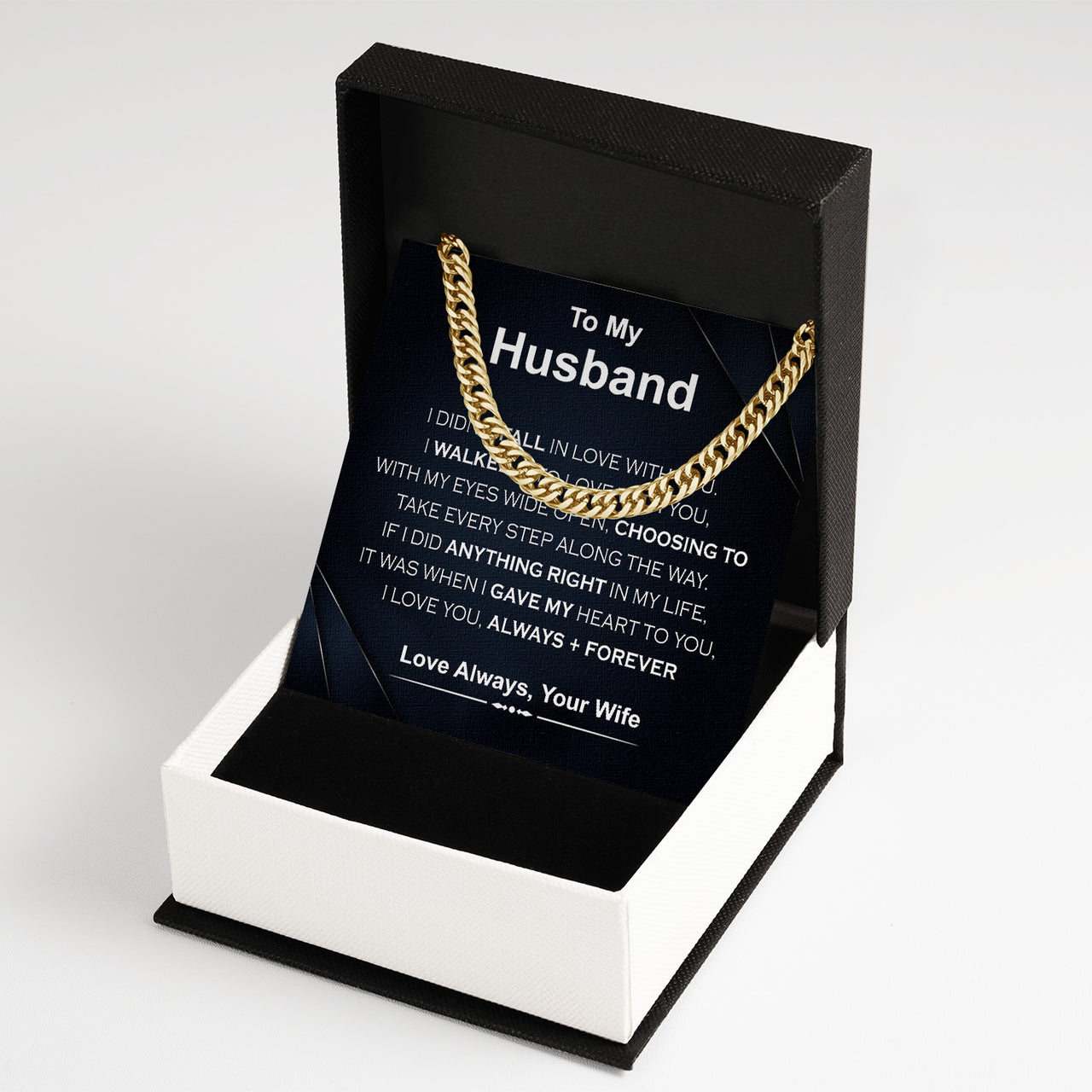 Cuban Necklace Gifts For Husband With Personalized Message Card Necklace