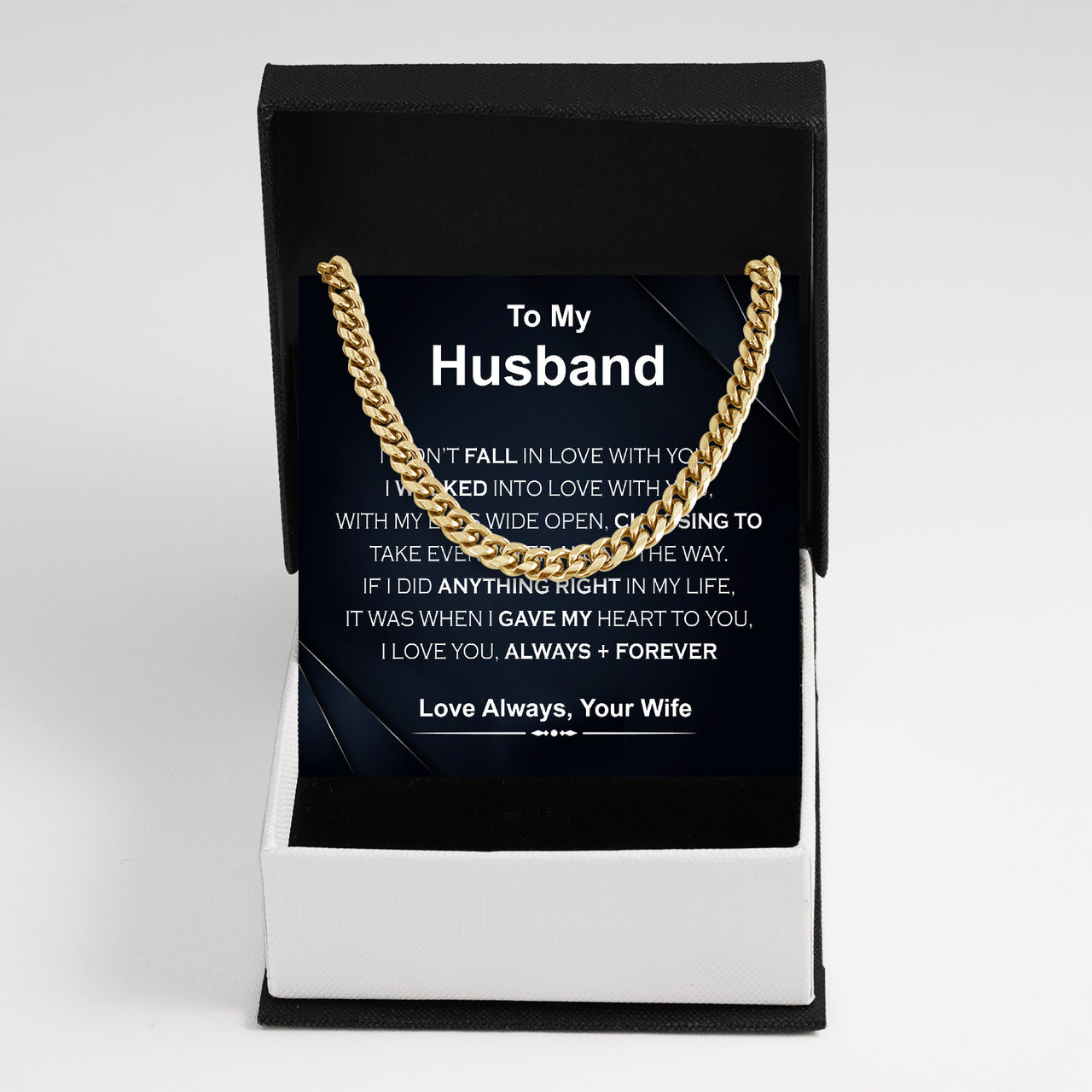 Cuban Necklace Gifts For Husband With Personalized Message Card Necklace