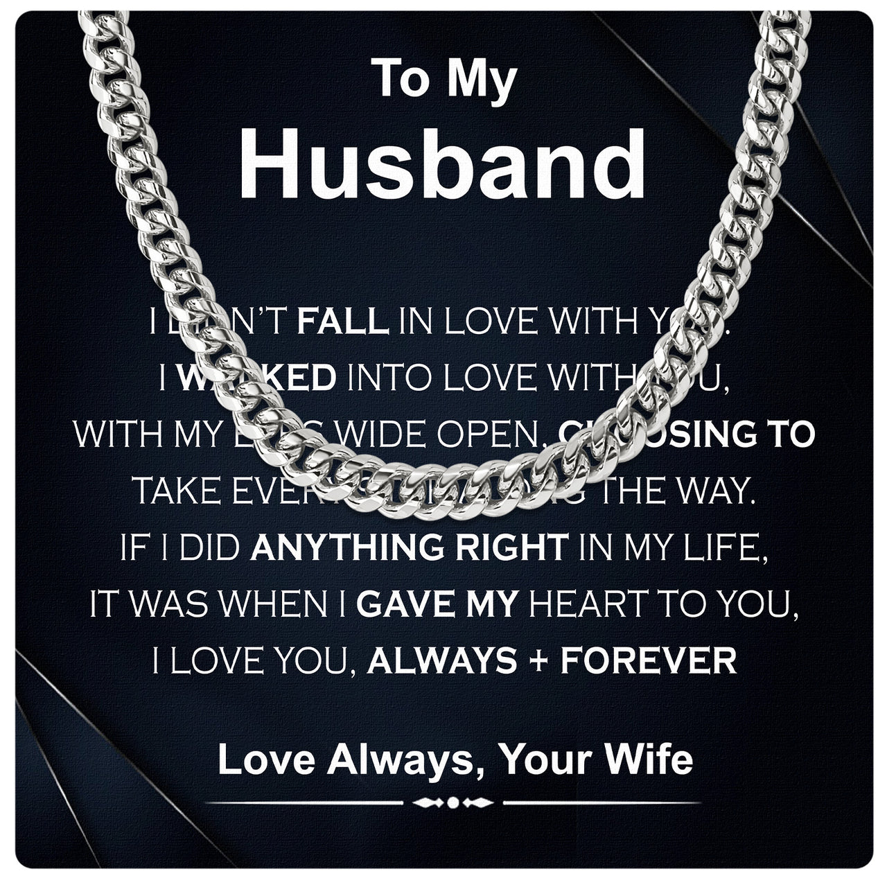 Cuban Necklace Gifts For Husband With Personalized Message Card Necklace