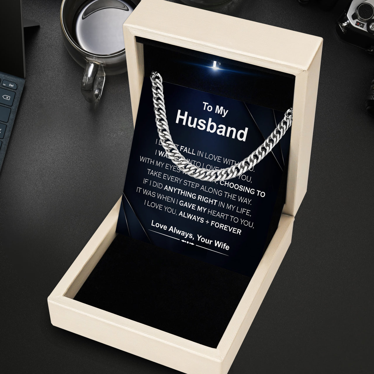 Cuban Necklace Gifts For Husband With Personalized Message Card Necklace