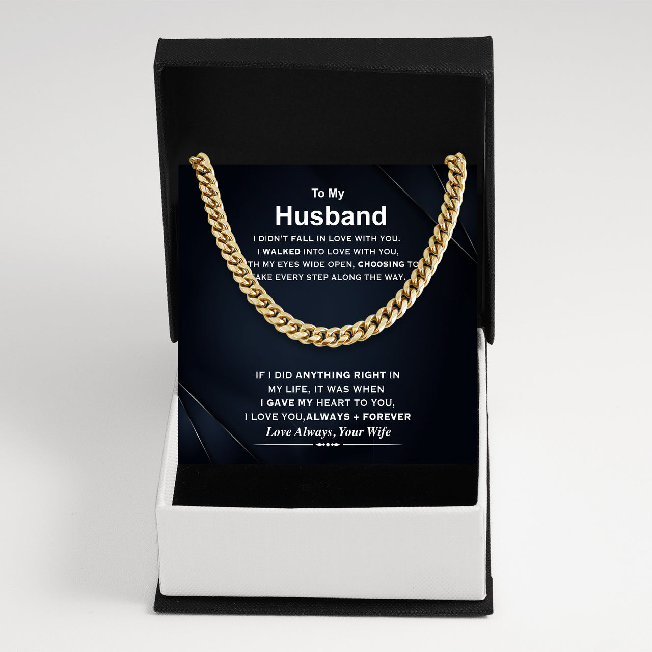 Cuban Necklace Gifts For Husband With Personalized Message Card Necklace