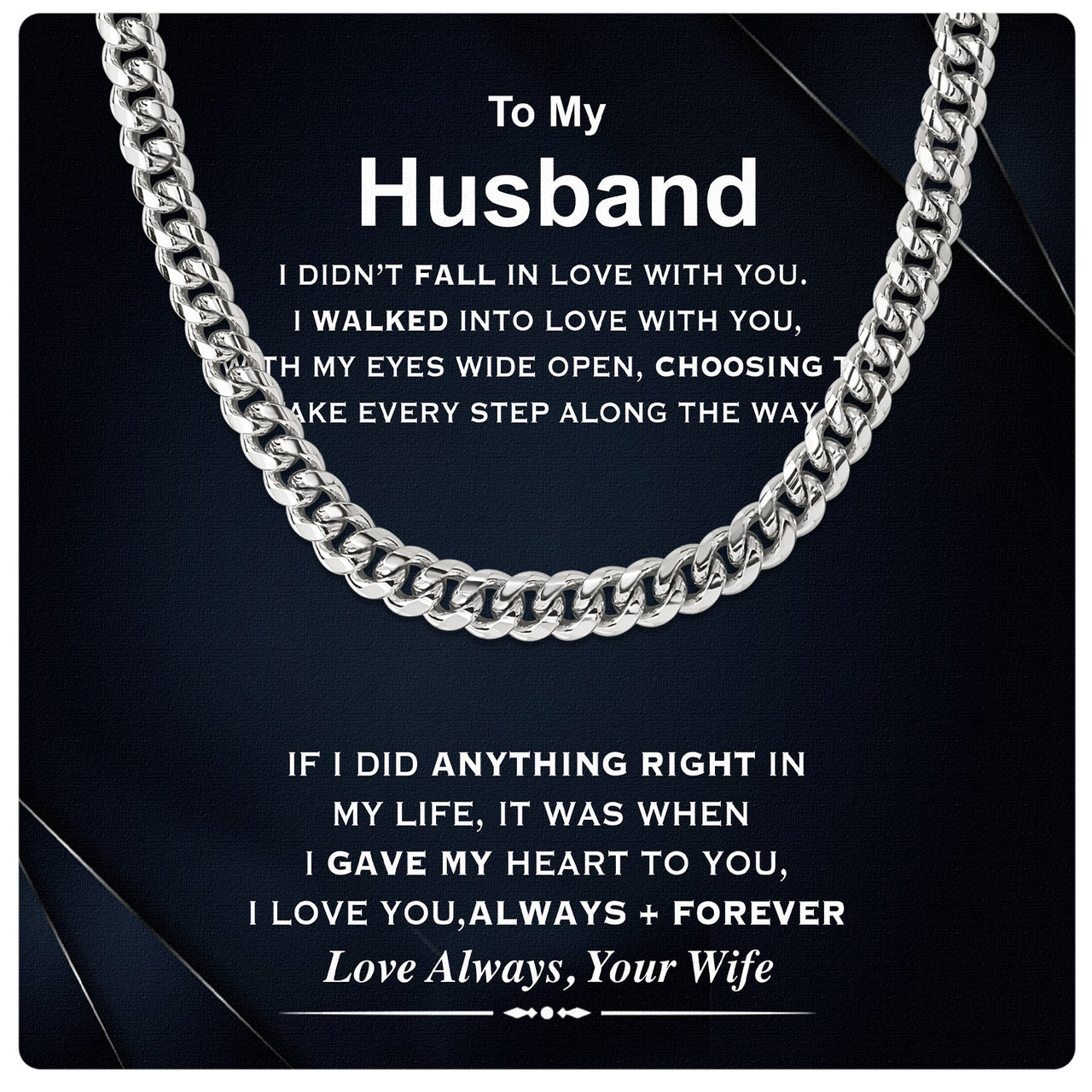 Cuban Necklace Gifts For Husband With Personalized Message Card Necklace