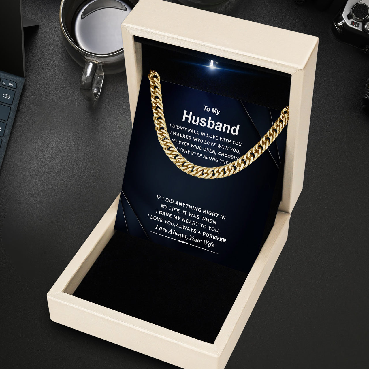 Cuban Necklace Gifts For Husband With Personalized Message Card Necklace