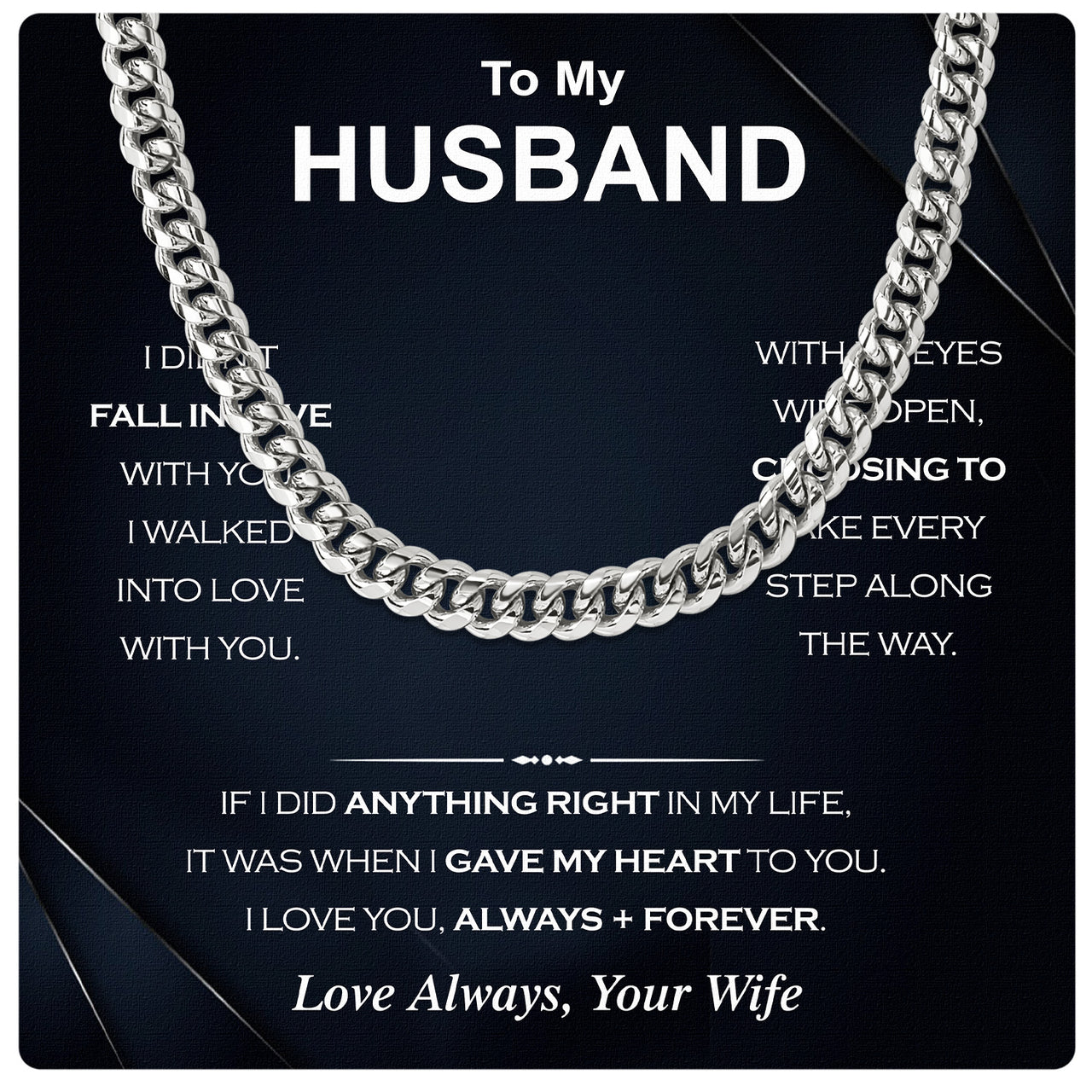 Cuban Necklace Gifts For Husband With Personalized Message Card Necklace