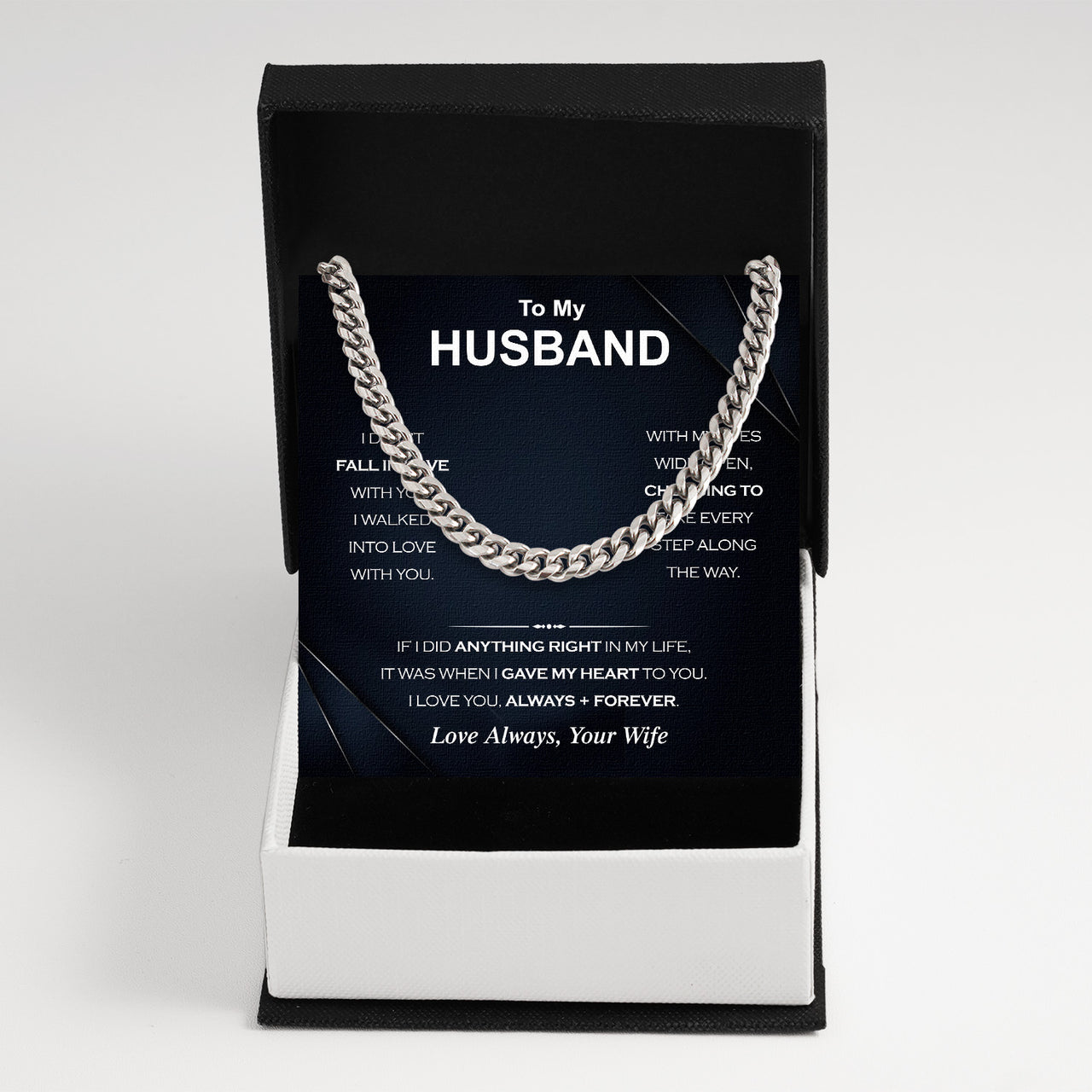 Cuban Necklace Gifts For Husband With Personalized Message Card Necklace