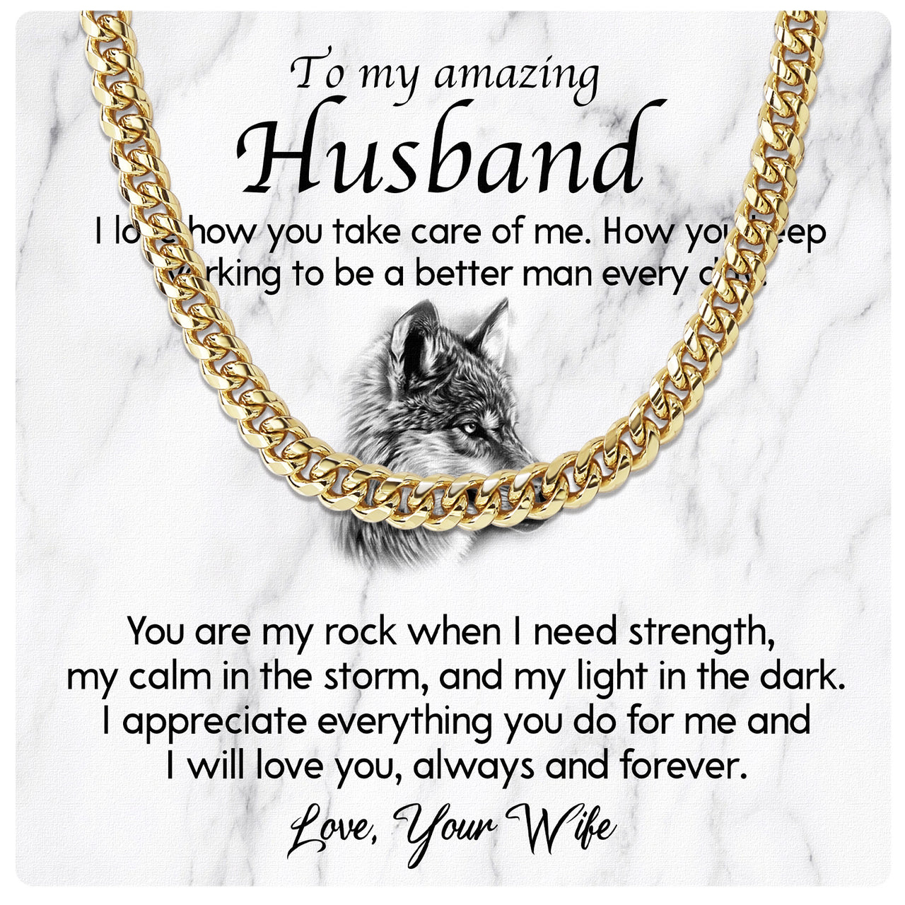 Cuban Necklace Gifts For Husband With Personalized Message Card Necklace