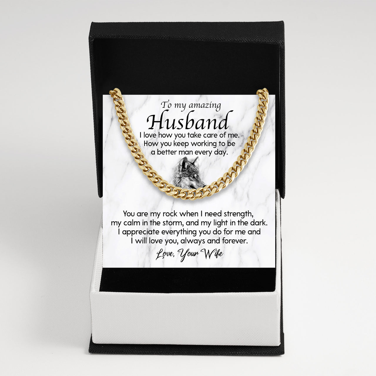 Cuban Necklace Gifts For Husband With Personalized Message Card Necklace