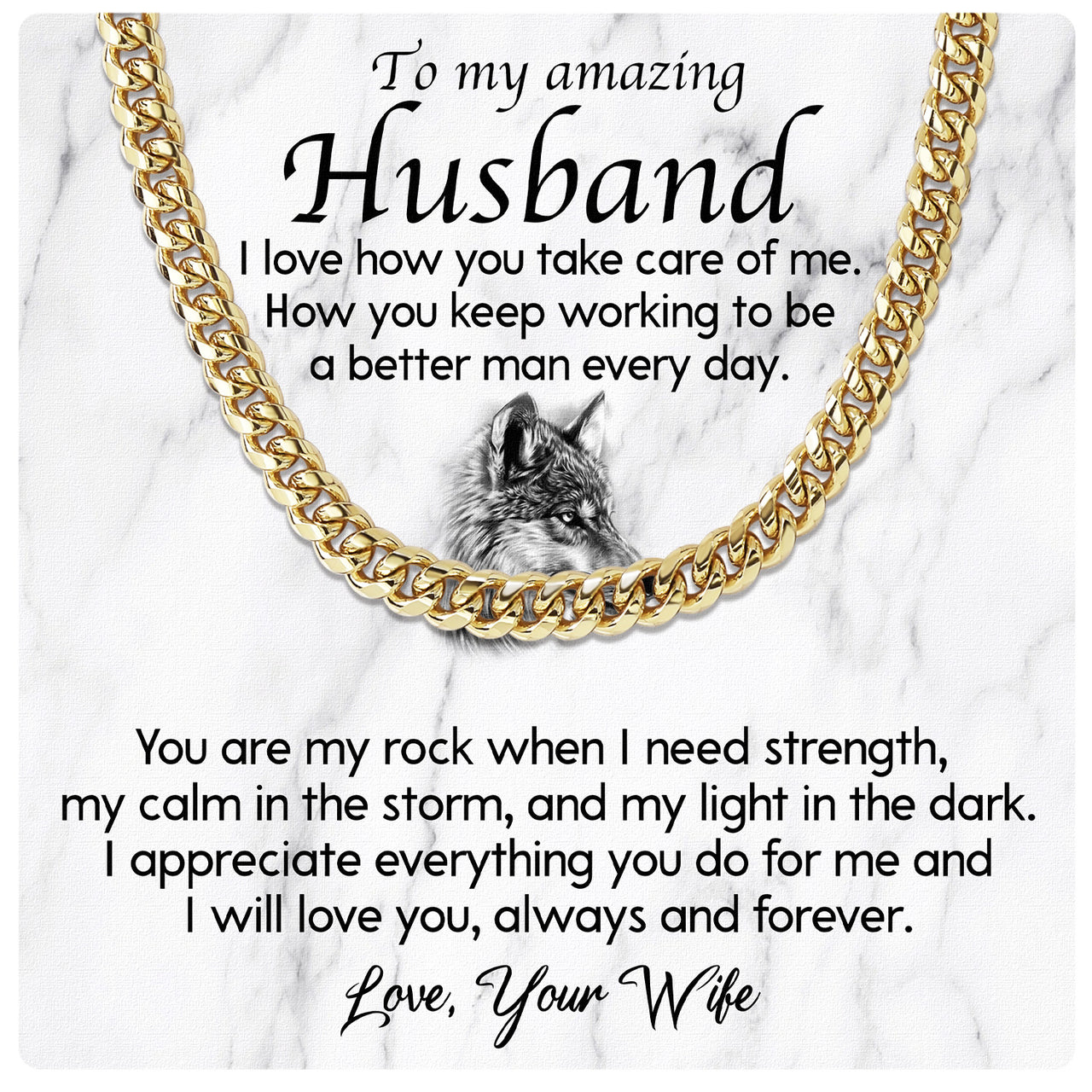 Cuban Necklace Gifts For Husband With Personalized Message Card Necklace