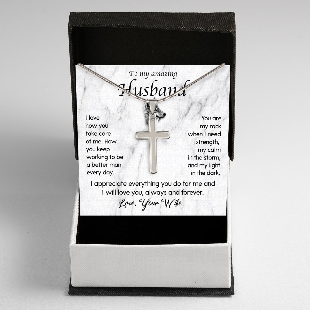 Cuban Necklace Gifts For Husband With Personalized Message Card Necklace