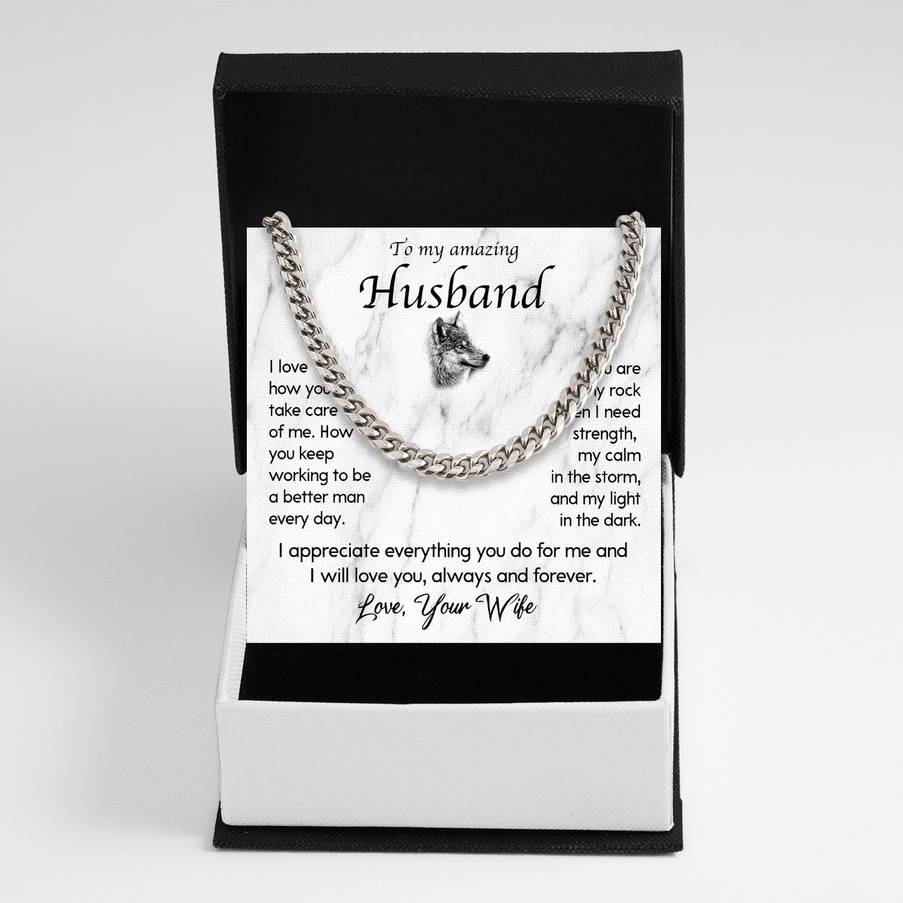 Cuban Necklace Gifts For Husband With Personalized Message Card Necklace