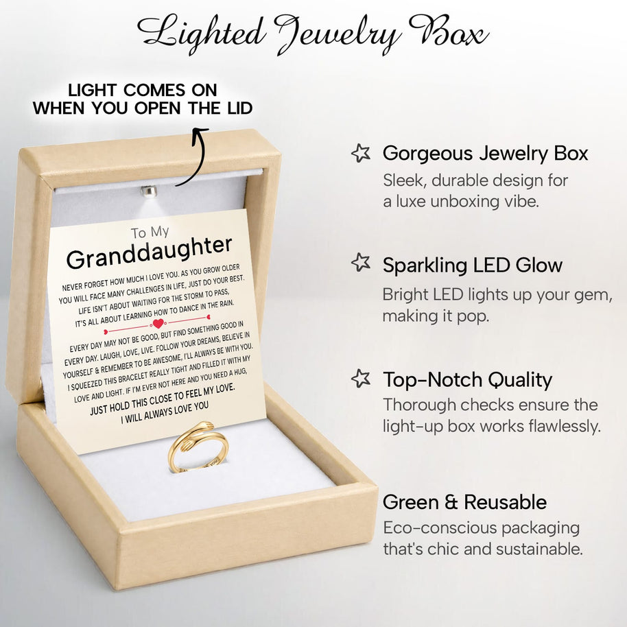 To My Granddaughter With Heartfelt Message - Engraved Hug Ring For Granddaughter - Love And Light