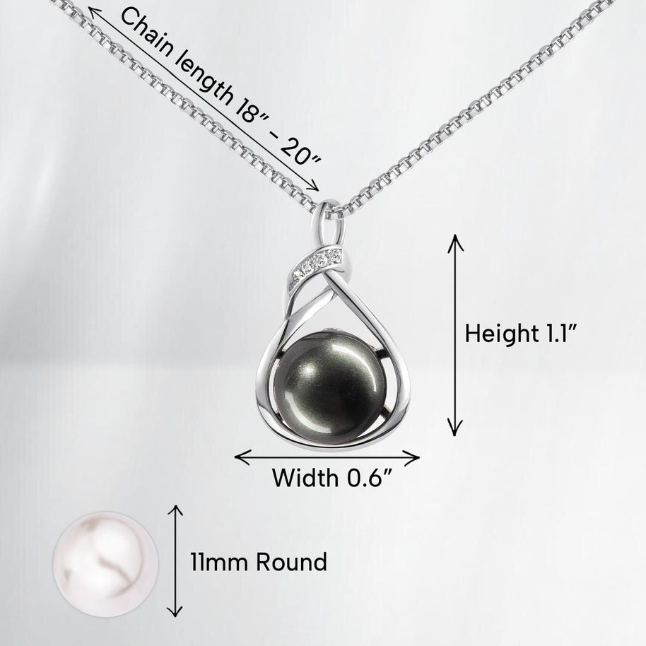 Sparkling Black Pearl Pendant Necklace for Wife – A Gift of Timeless Love - Falling In Love