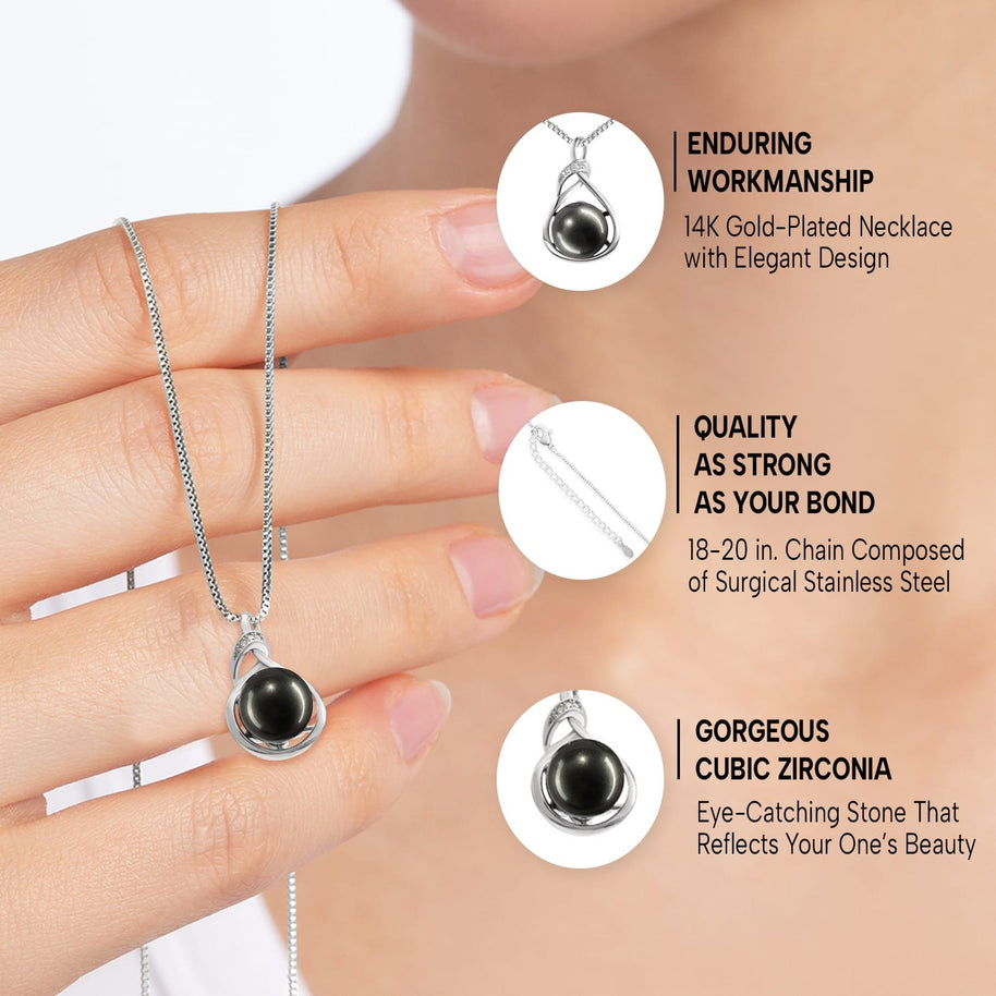 Sparkling Black Pearl Pendant Necklace for Wife – A Gift of Timeless Love - Falling In Love