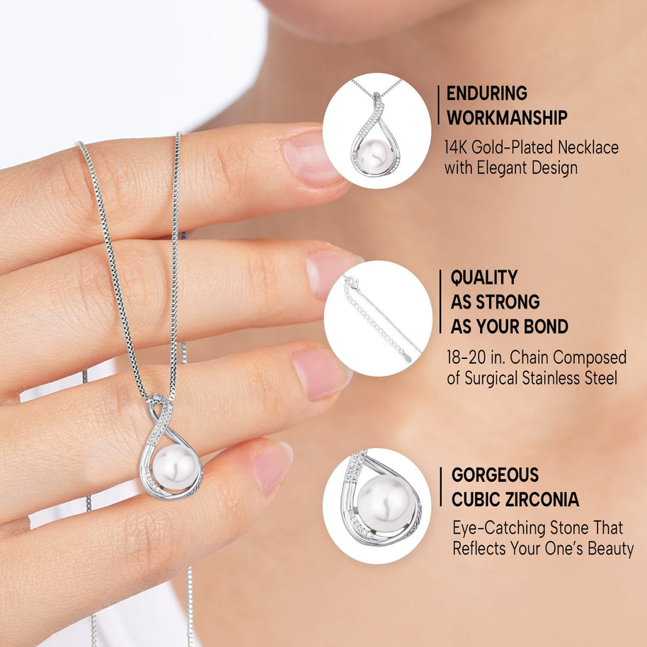 Sparkling Pearl Pendant Necklace for Wife – A Gift of Timeless Love - Forever and Always