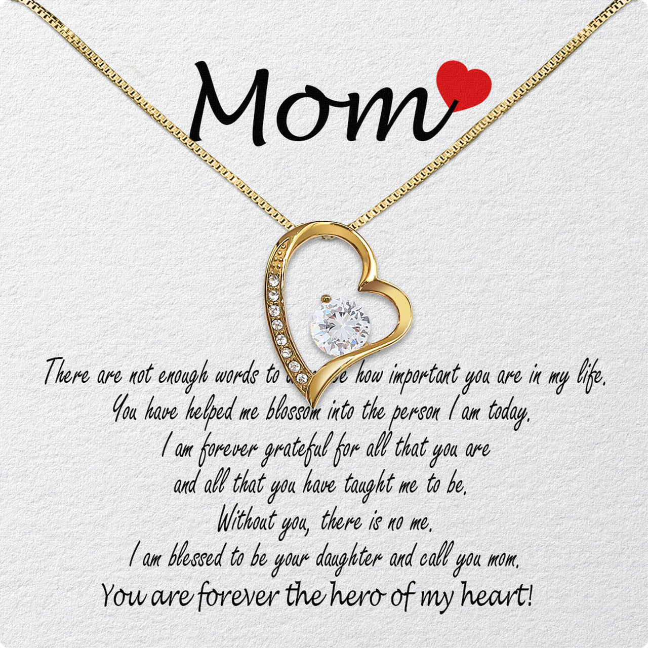 Mom from Daughter Necklace: Wear My Gratitude Close to Your Heart