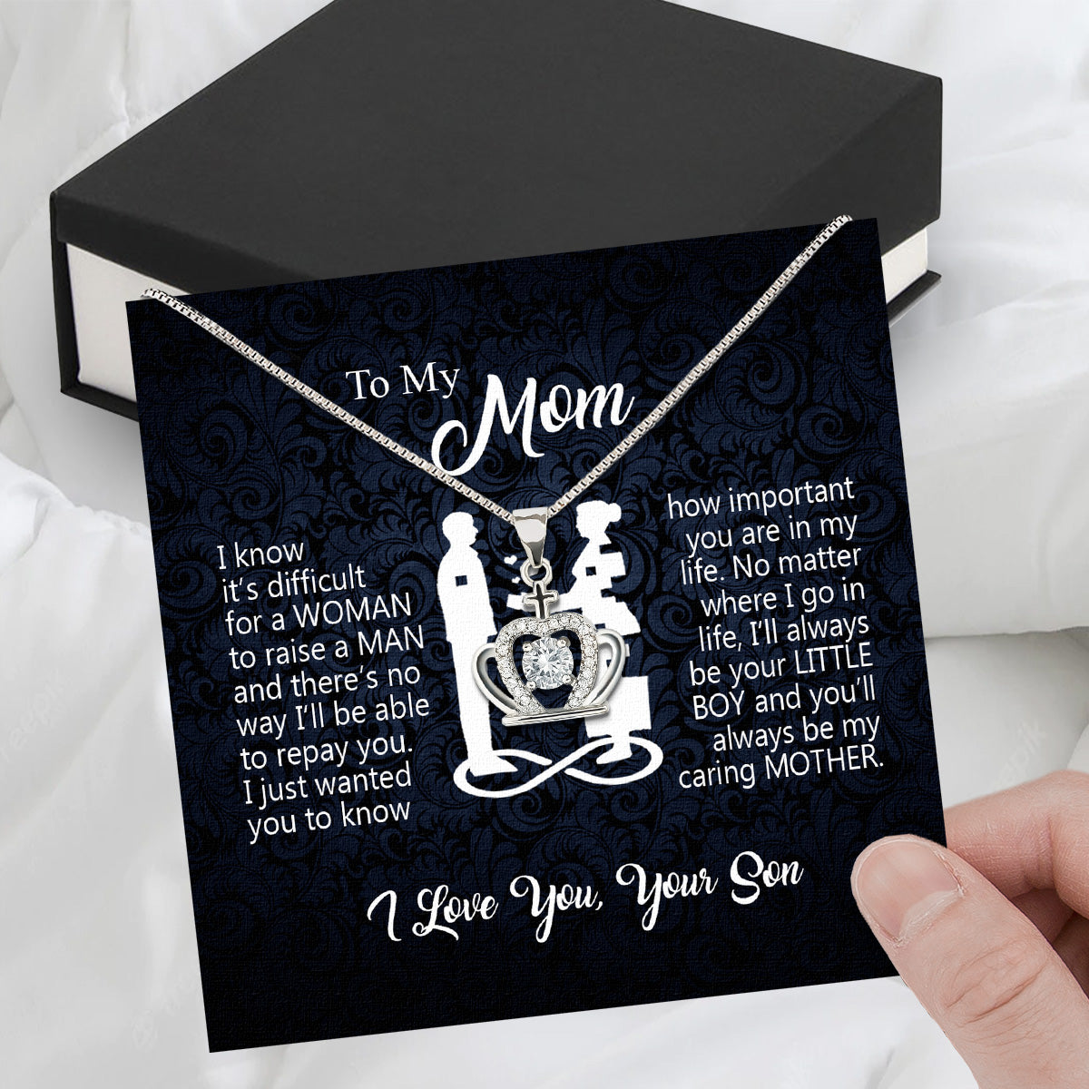 Mom from Son Necklace: Show Her Your Love Never Leaves Her Side