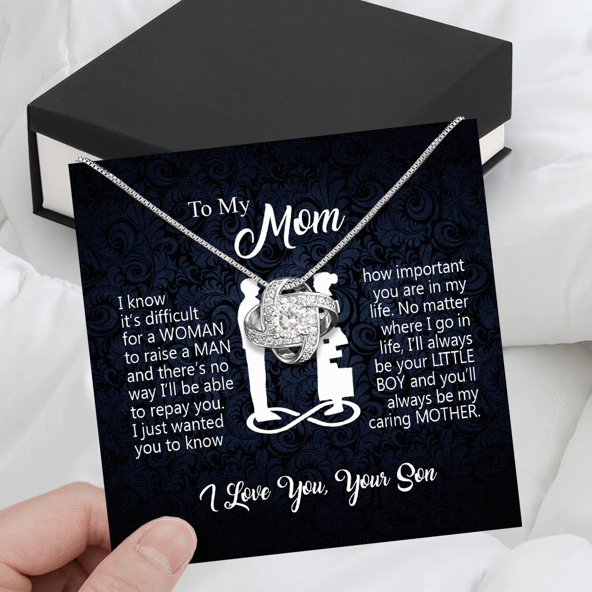 Mom from Son Necklace: Show Her Your Love Never Leaves Her Side