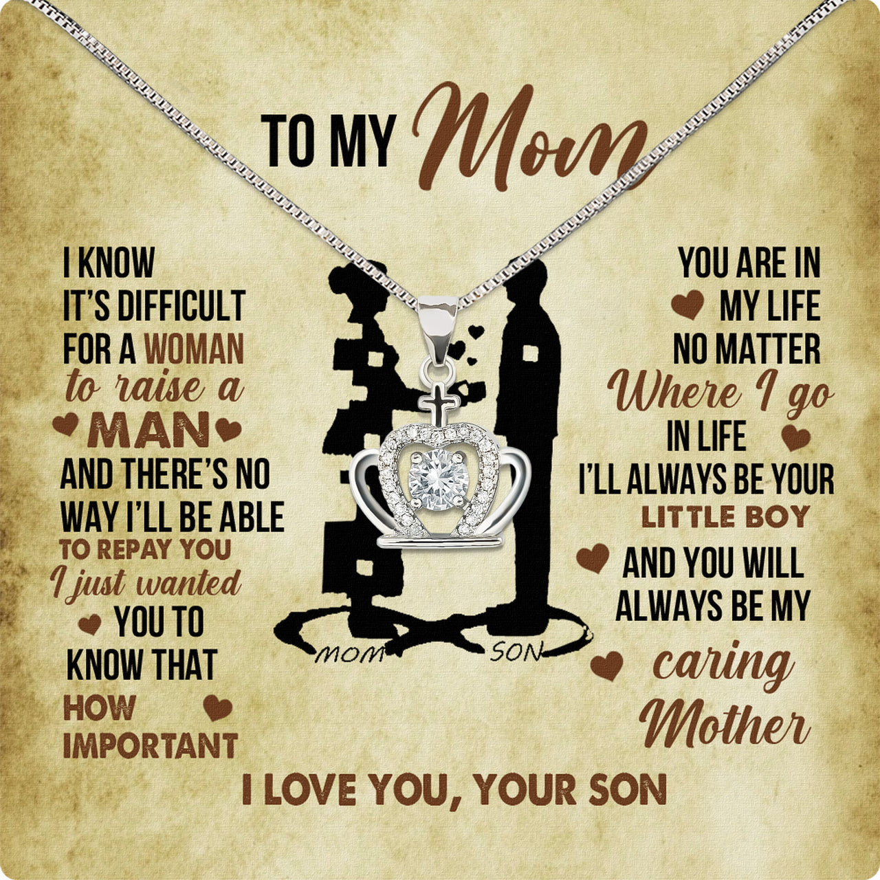 Mom from Son Necklace: Show Her Your Love Never Leaves Her Side