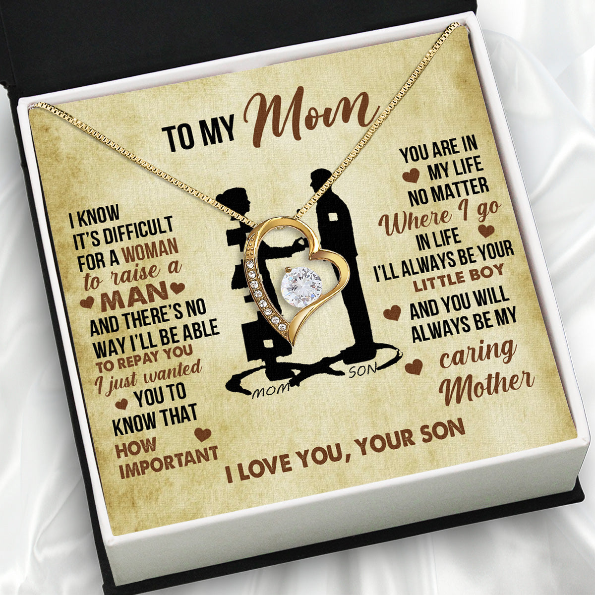 Mom from Son Necklace: Show Her Your Love Never Leaves Her Side