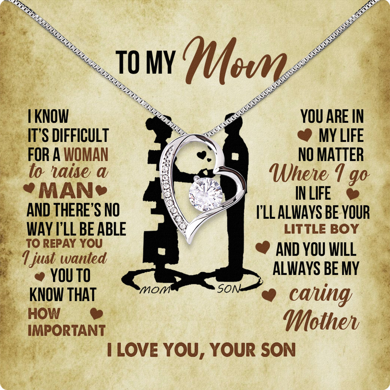 Mom from Son Necklace: Show Her Your Love Never Leaves Her Side