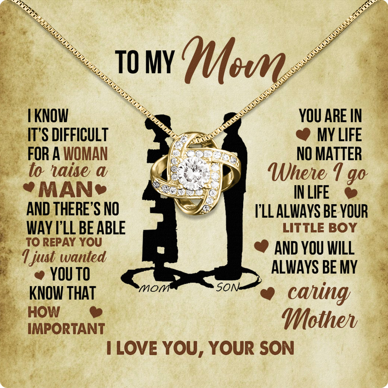 Mom from Son Necklace: Show Her Your Love Never Leaves Her Side