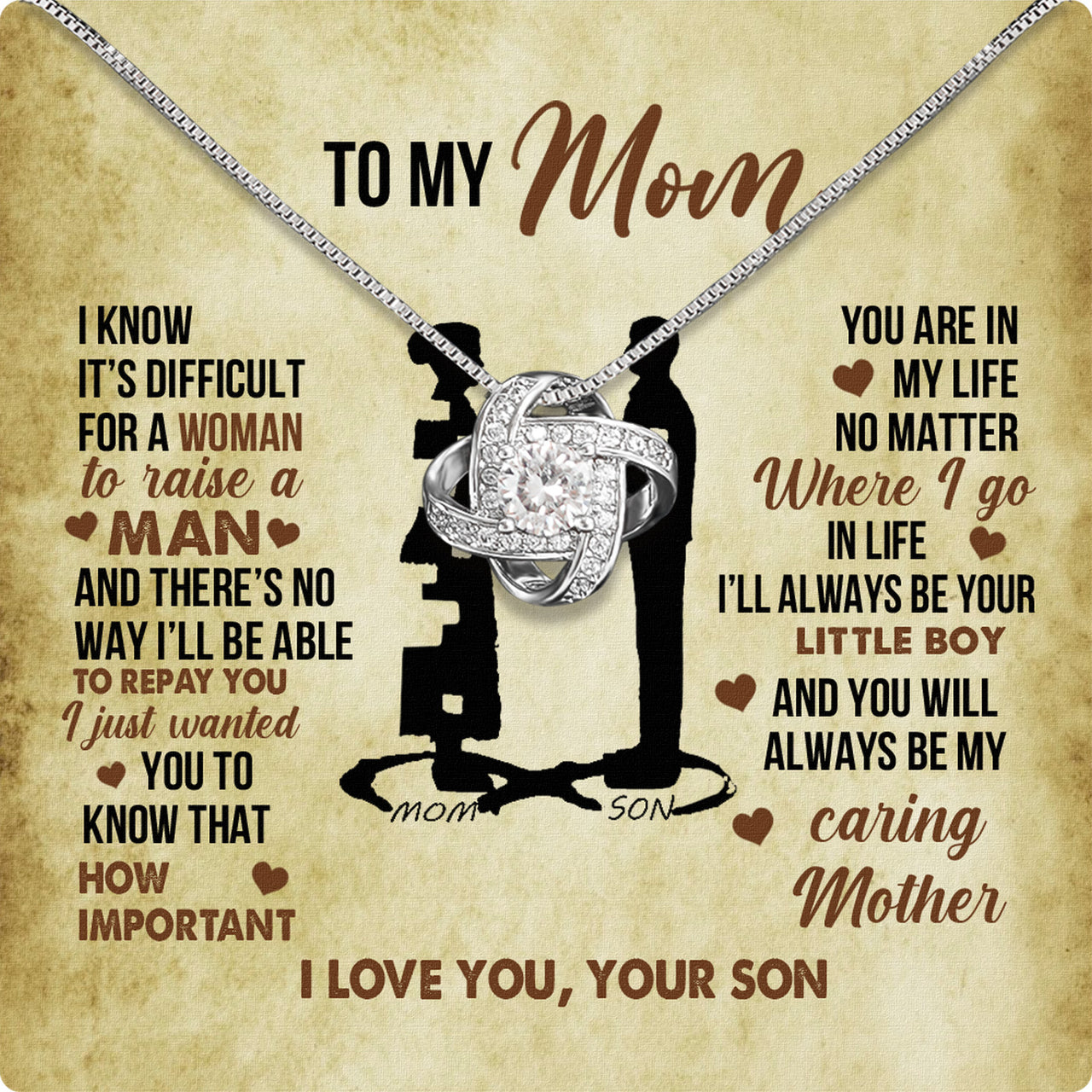 Mom from Son Necklace: Show Her Your Love Never Leaves Her Side