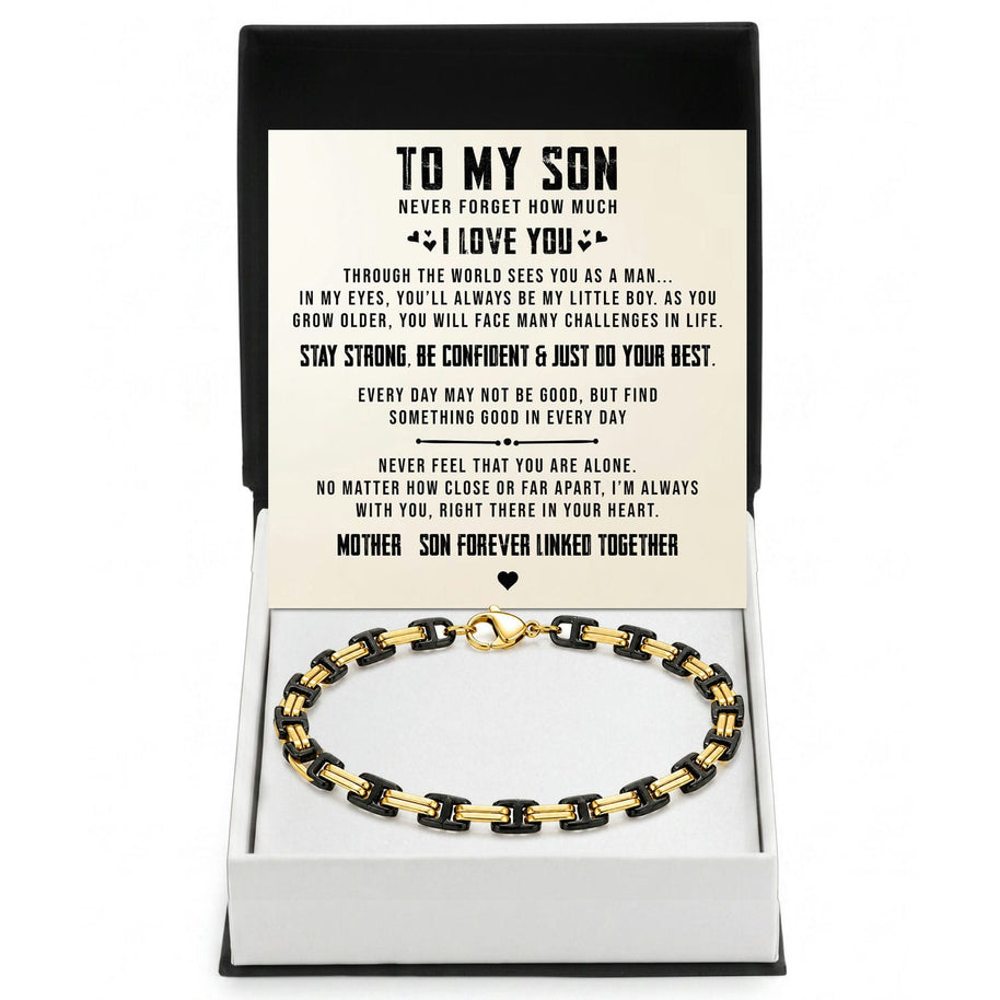 To My Son Bracelet With Heartfelt Message - Byzantine Chain Bracelet For Men - Believe In Yourself