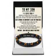 To My Son Bracelet With Heartfelt Message - Tiger Eye Bracelet For Men - My Little Boy