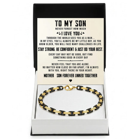 To My Son Bracelet With Heartfelt Message - Byzantine Chain Bracelet For Men - Believe In Yourself