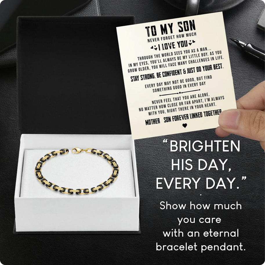 To My Son Bracelet With Heartfelt Message - Byzantine Chain Bracelet For Men - Believe In Yourself