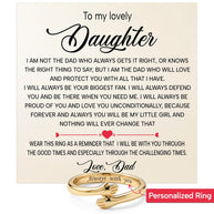 To My Daughter With Heartfelt Message - Engraved Hug Ring For Daughter From Dad - My Little Girl