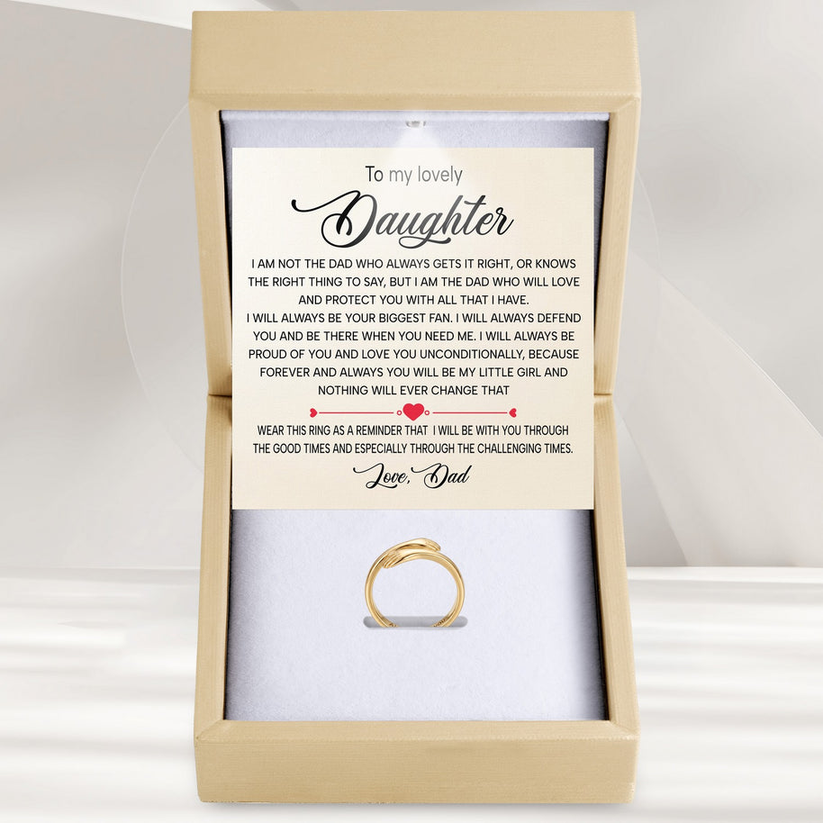 To My Daughter With Heartfelt Message - Engraved Hug Ring For Daughter From Dad - My Little Girl
