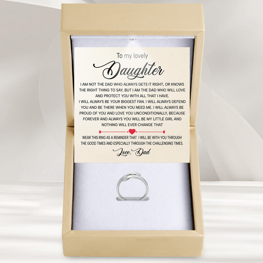 To My Daughter With Heartfelt Message - Engraved Hug Ring For Daughter From Dad - My Little Girl